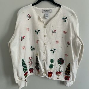 White Knit Christmas Cardigan